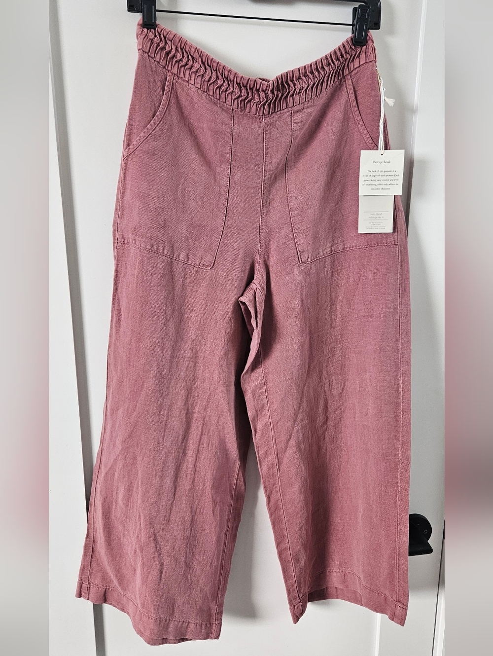 JOIE NWT Wide Leg Linen-Blend Ankle Crop Pants in Dusty Rose.  Size MEDIUM